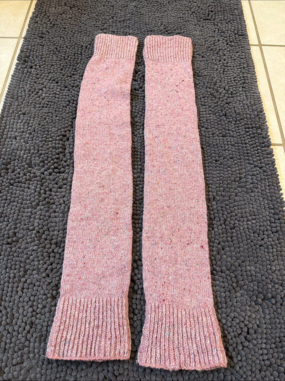 Knee-High Pink Speckled Knit Leg Warmers